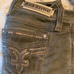 Grey Rock Revival Grey Denim Crop Pants